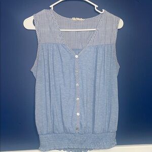 Parallel Skies blue & white tank top sz L